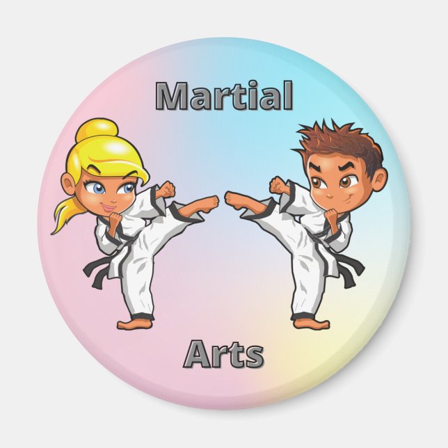 Imán Chico y chica de artes marciales  (Frente)