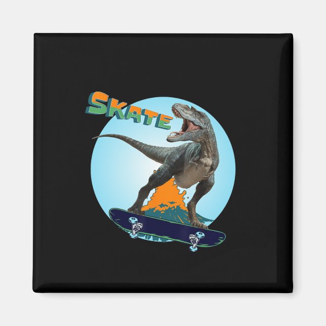 Imán Chicos geniales monopatín T Rex Dinosaurio Skatebo (Frente)