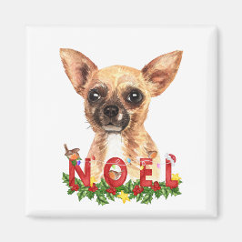 Imán Chihuahua acuarela Noel Navidad