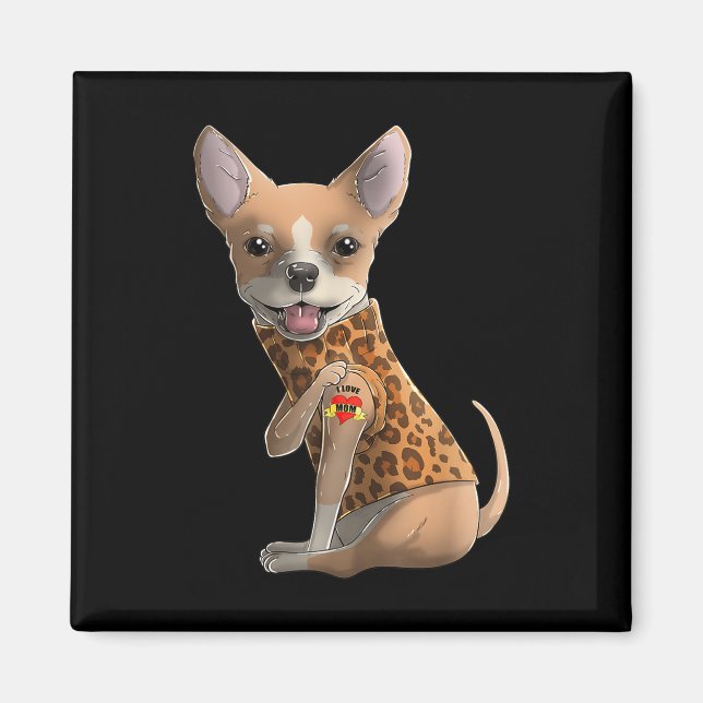 Imán Chihuahua Amo A Mamá Tattoo Camiseta De Perro Dive (Frente)