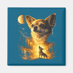 Imán Chihuahua aullando a la luna meme divertido de chi