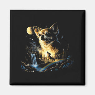 Imán Chihuahua aullando a la luna vintage divertido