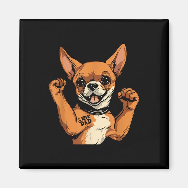 Imán Chihuahua Biceps Tattoo - Mascota de la raza de pe (Frente)