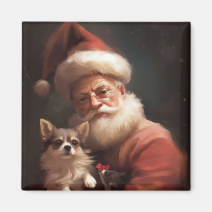 Imán Chihuahua Con Santa Claus Navideño Festivo