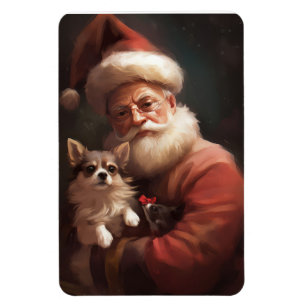 Imán Chihuahua Con Santa Claus Navideño Festivo