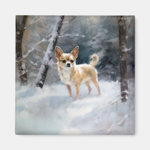 Imán Chihuahua deja que nieve Navidades