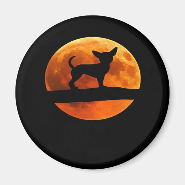 Imán Chihuahua Dog Silhouette Moon chiwawa lover Classi (Frente)
