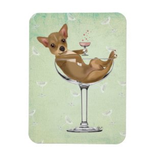 Imán Chihuahua en vaso de cóctel