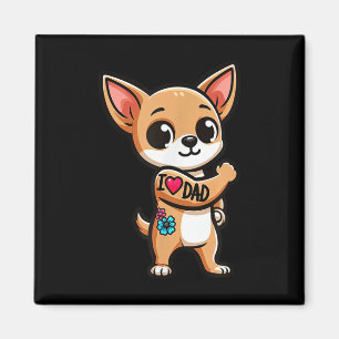 Imán Chihuahua I Love Dad Funny Dog Tattoo _1