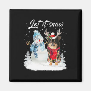 Imán Chihuahua Long Haied Navidades de Santa Dog Snowma