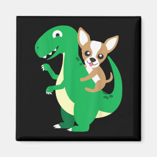 Imán Chihuahua montando T-Rex Dinosaurio Dino Perro Hal