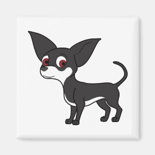 Imán Chihuahua negra con marcas blancas