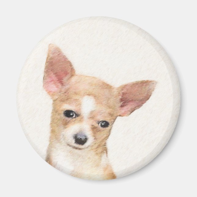 Imán Chihuahua Painting - Cute Original Dog Art (Frente)