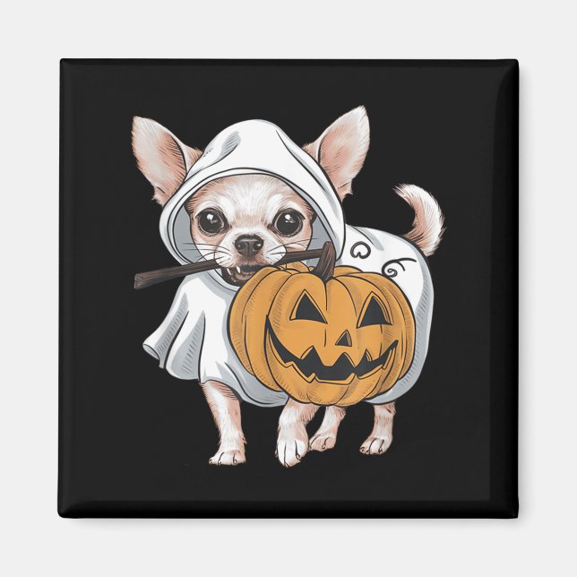 Imán Chihuahua Perro Fantasma Halloween (Frente)