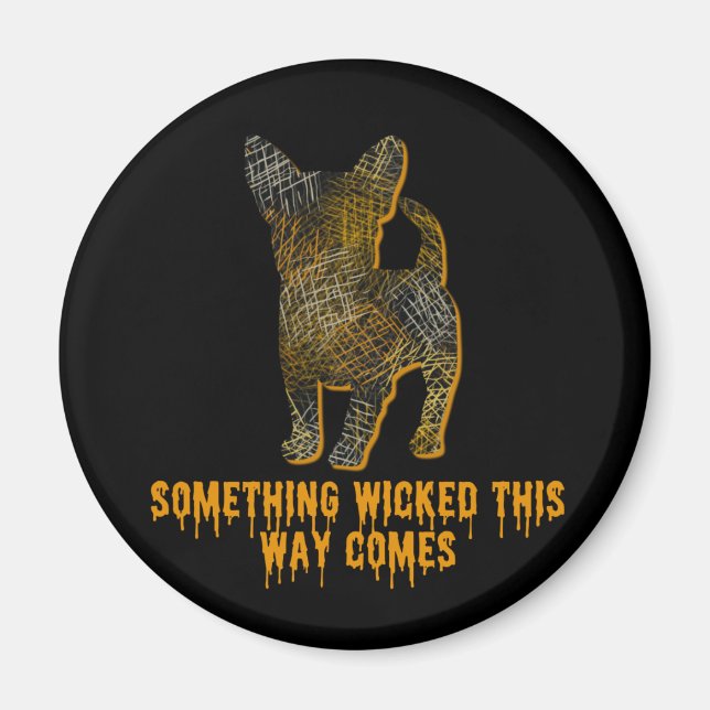 Imán Chihuahua Perro Silhouette Fun Halloween Magnet (Frente)