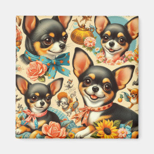 Imán Chihuahua sin costura vintage
