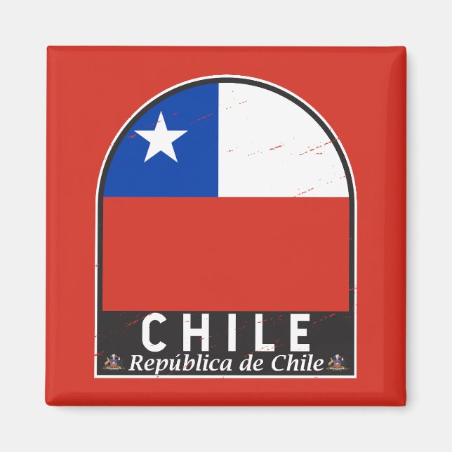 Imán Chile Bandera Emblema de mal gusto (Frente)