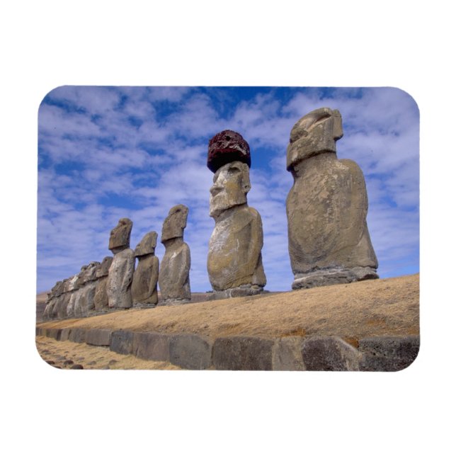 Imán Chile, Isla de Pascua. Los 15 Moais en Ahu (Horizontal)
