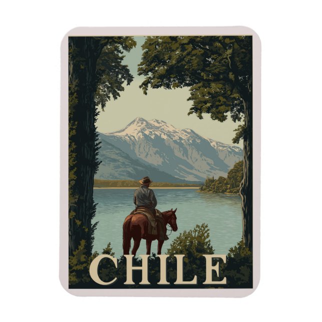 Imán Chile Viaje Vintage | Montaña Andes (Vertical)
