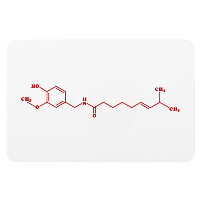 Imán Chili Capsaicin Fórmula Química Molecular (Horizontal)