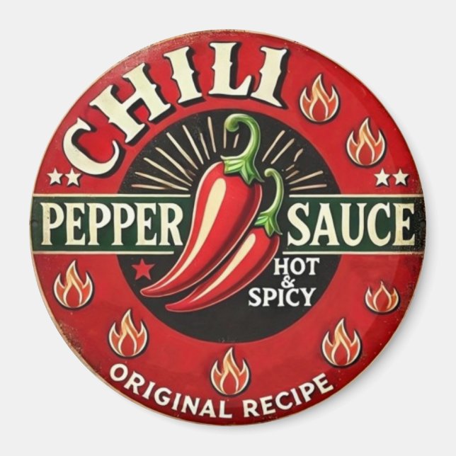 Imán Chili Pepper Sauce Metal Wall design Sign (Frente)