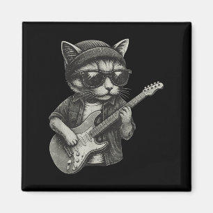 Imán Chill Cat Tocando Guitarra Rock Música Funny Anima