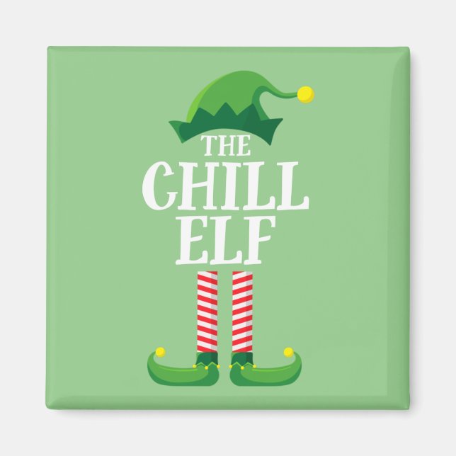 Imán Chill Elf Matching Family Group Navidad Fiesta (Frente)