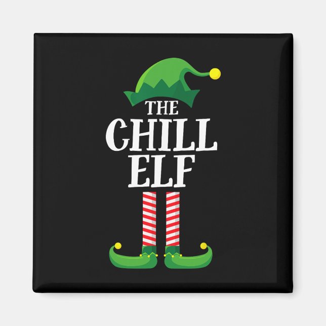 Imán Chill Elf Matching Family Group Navidad Fiesta (Frente)
