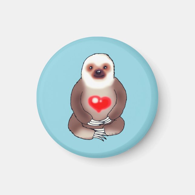 Imán Chill Sloth con el corazón brillante (Frente)