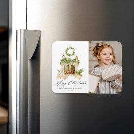 Imán Chimenea de color de agua de Boho con foto de vege