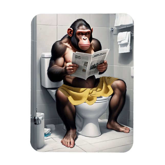 Imán Chimpancé Gracioso En Un Inodoro Flexible Frigoríf (Vertical)