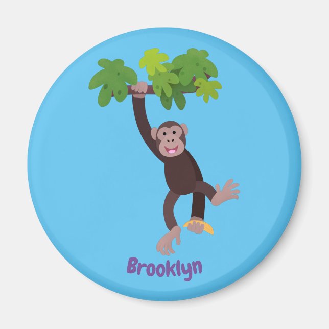 Imán Chimpancé lindo en personalizado colgante de la ju (Frente)