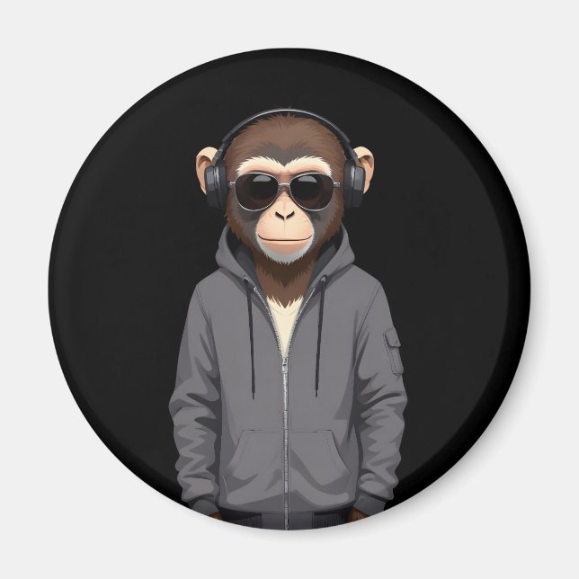 Imán Chimpanzee con el vector animal Hoodie Funny Guay (Frente)