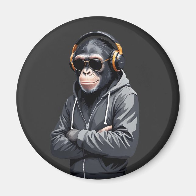 Imán Chimpanzee con el vector animal Hoodie Funny Guay (Frente)