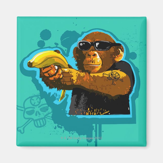 Imán Chimpanzee sostiene una banana (Frente)
