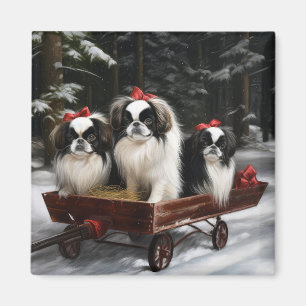 Imán Chin Japonés Trineo Nevado Decoración de Navidad