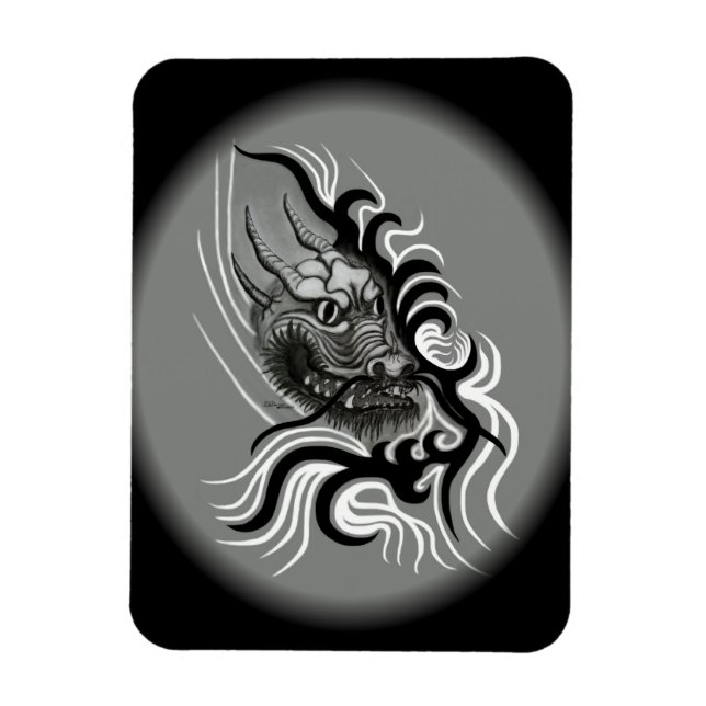 Imán China-Dragón al estilo del tatuaje (Vertical)