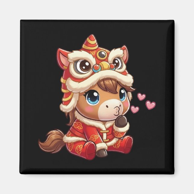 Imán Chinese New Year Horse 2026 Zodiac (Frente)