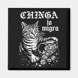 Imán Chinga la migra meme divertido de gato hombres muj