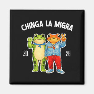 Imán Chinga la migra rana divertida gráfica de protesta