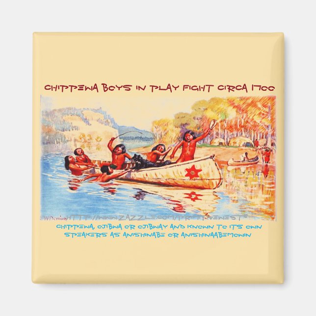Imán "Chippewa/Ojibwe Boys-Circa 1700" (Frente)