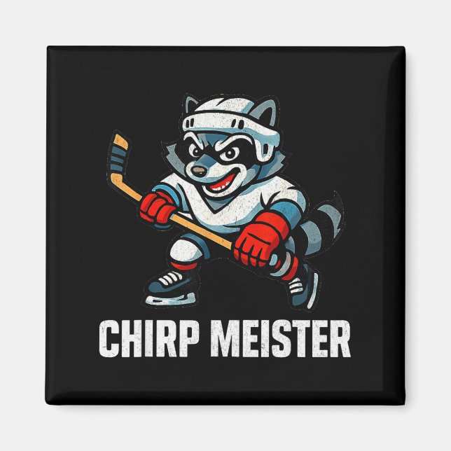 Imán Chirp Meister Funny Hockey Raccoon Traalker  (Frente)