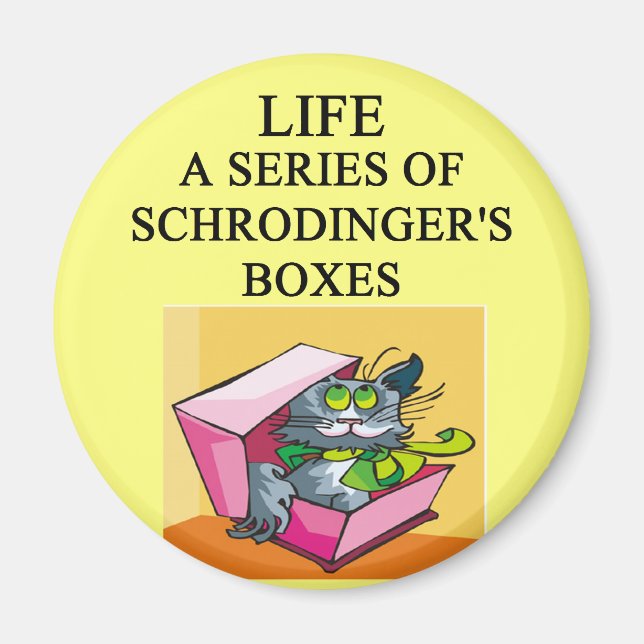 Imán chiste de caja de gatos de schrodinger (Frente)