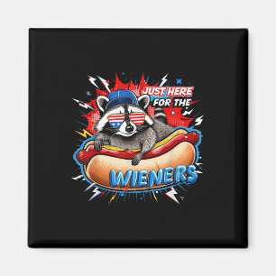 Imán Chiste de Mapache con Hot Dog 4 de Julio Fiesta de