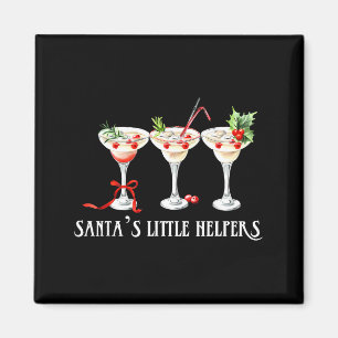 Imán Chistoso Santa's Little Helper Retro Martini Feliz