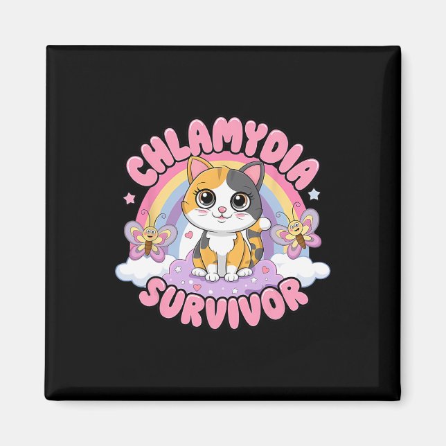 Imán Chlamydia Sobreviviente Gato Meme Camisas Graciosa (Frente)