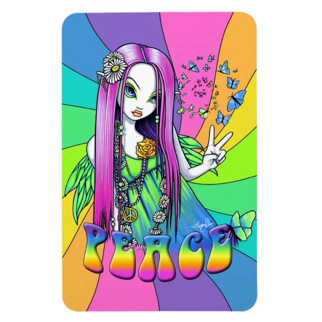Imán Chloe Peace Rainbow Hippie Fairy Magnet (Vertical)