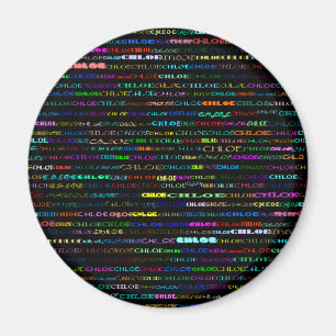 Imán Chloe Text Design I Round Magnet
