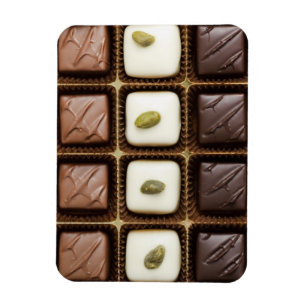 Imán chocolate de lujo hecho a mano en una caja