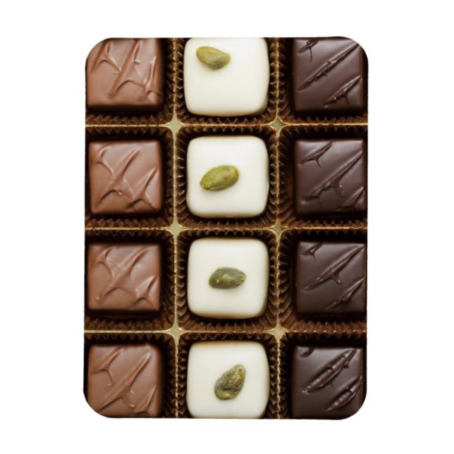 Imán chocolate de lujo hecho a mano en una caja (Vertical)